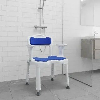 SILLA DE DUCHA PLASTICA CON ESCOTADURA SOFT AZUL