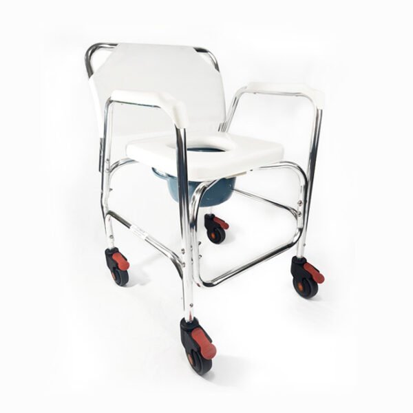 SILLA ELEVA INODORO ALUMINIO CON RUEDAS PUNTO ROJO